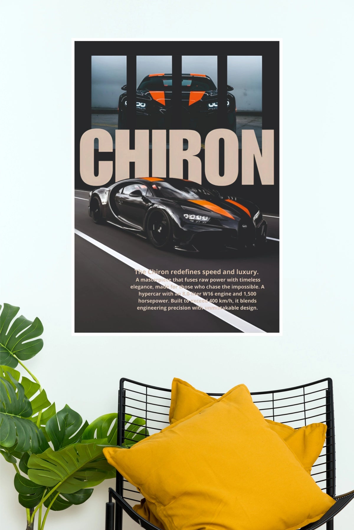 Bugatti Chiron Hypercar Specification Edition Poster | Luxury Car Wall Art (Car Posters)