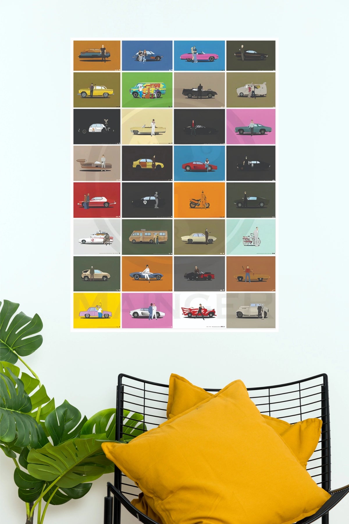 Cinema Drivers Grid Collection Iconic Movie Cars Poster | Wall Art (Car Posters)