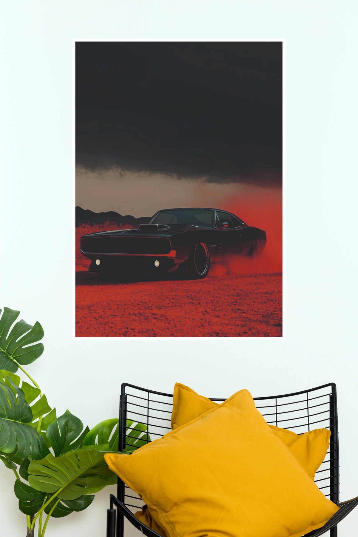 Dodge Challenger Red Smoke Storm Edition Poster | Muscle Car Wall Art (Car Posters)