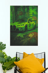 BMW Anime Green Edition Sports Car Poster | JDM Wall Art (Car Posters)