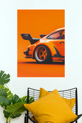Porsche 911 RWB Orange Edition Minimalist Poster | Sports Car Wall Art (Car Posters)