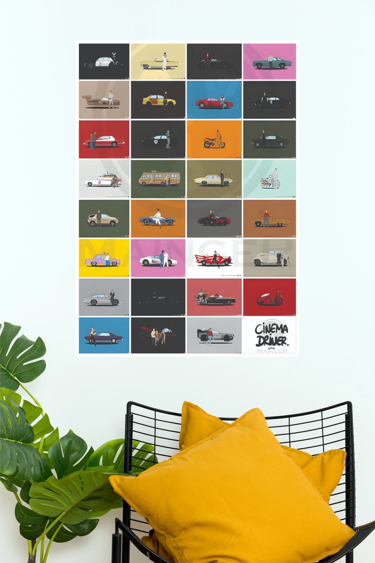 Cinema Driver Grid Collection Iconic Movie Cars Poster | Wall Art (Car Posters)