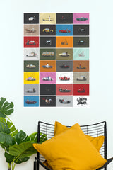 Cinema Driver Grid Collection Iconic Movie Cars Poster | Wall Art (Car Posters)