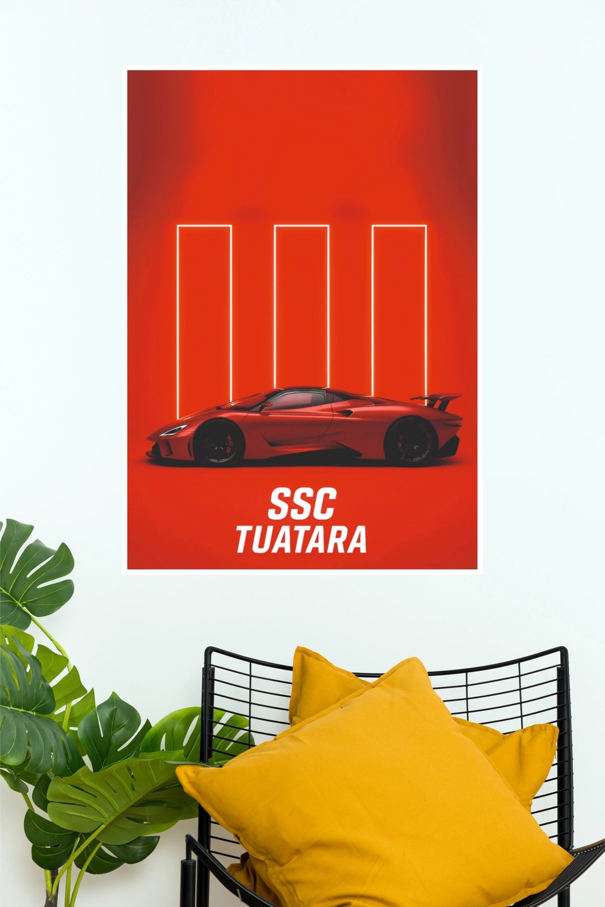 SSC Tuatara Red Edition Minimalist Poster | Sports Car Wall Art (Car Posters)