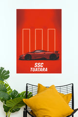 SSC Tuatara Red Edition Minimalist Poster | Sports Car Wall Art (Car Posters)