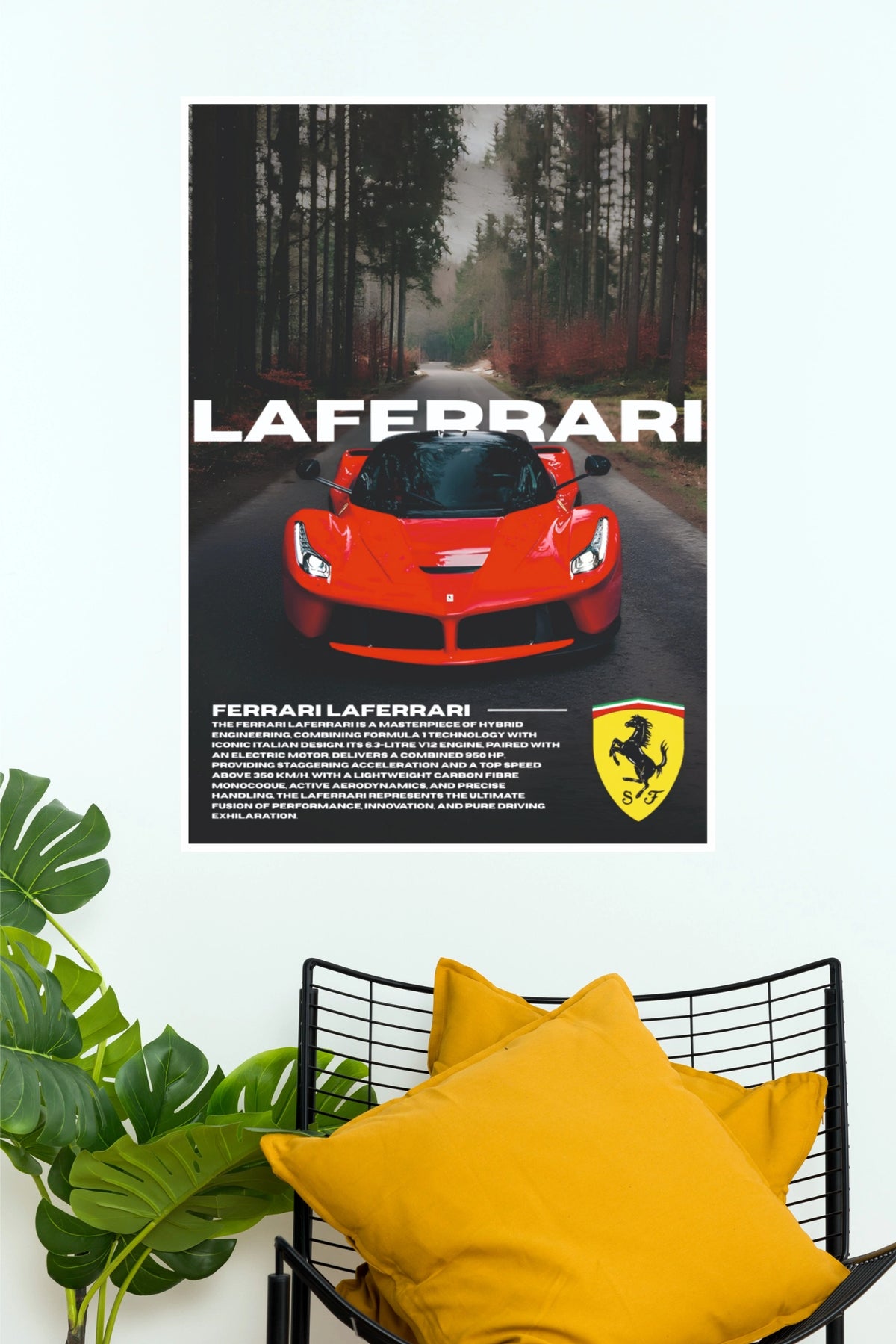Ferrari LaFerrari Poster – Red Luxury Supercar Wall Art (Car Posters)