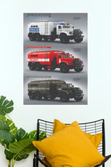 Heavy Tactical Trucks Technical Diagram Paper Poster (Car Posters)