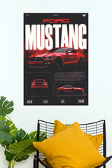 Ford Mustang Sixth Generation Red Sports Car Wall Art Poster (Car Posters)