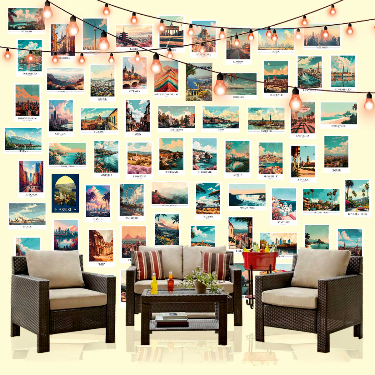 Vintage Wall Art for Home & Office | Super 60 Posters Set