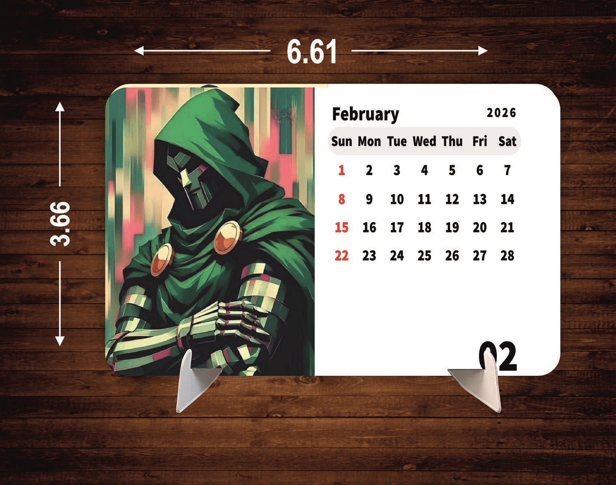 SUPER STRONG HEROS Premium Table Desk Calendar – 2026