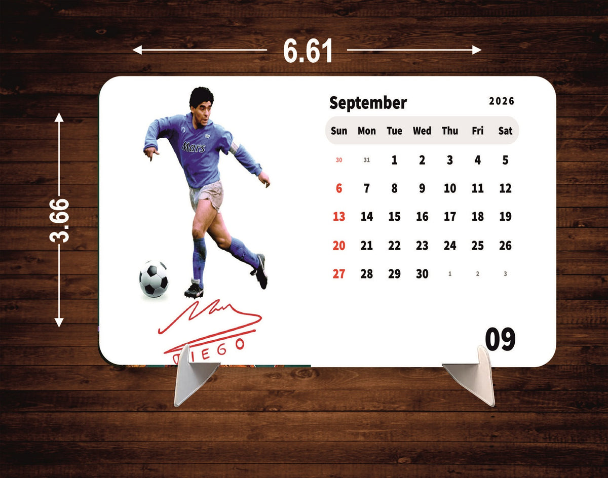 Maradona 10 Golden Boot Hero Premium Table Desk Calendar – 2026