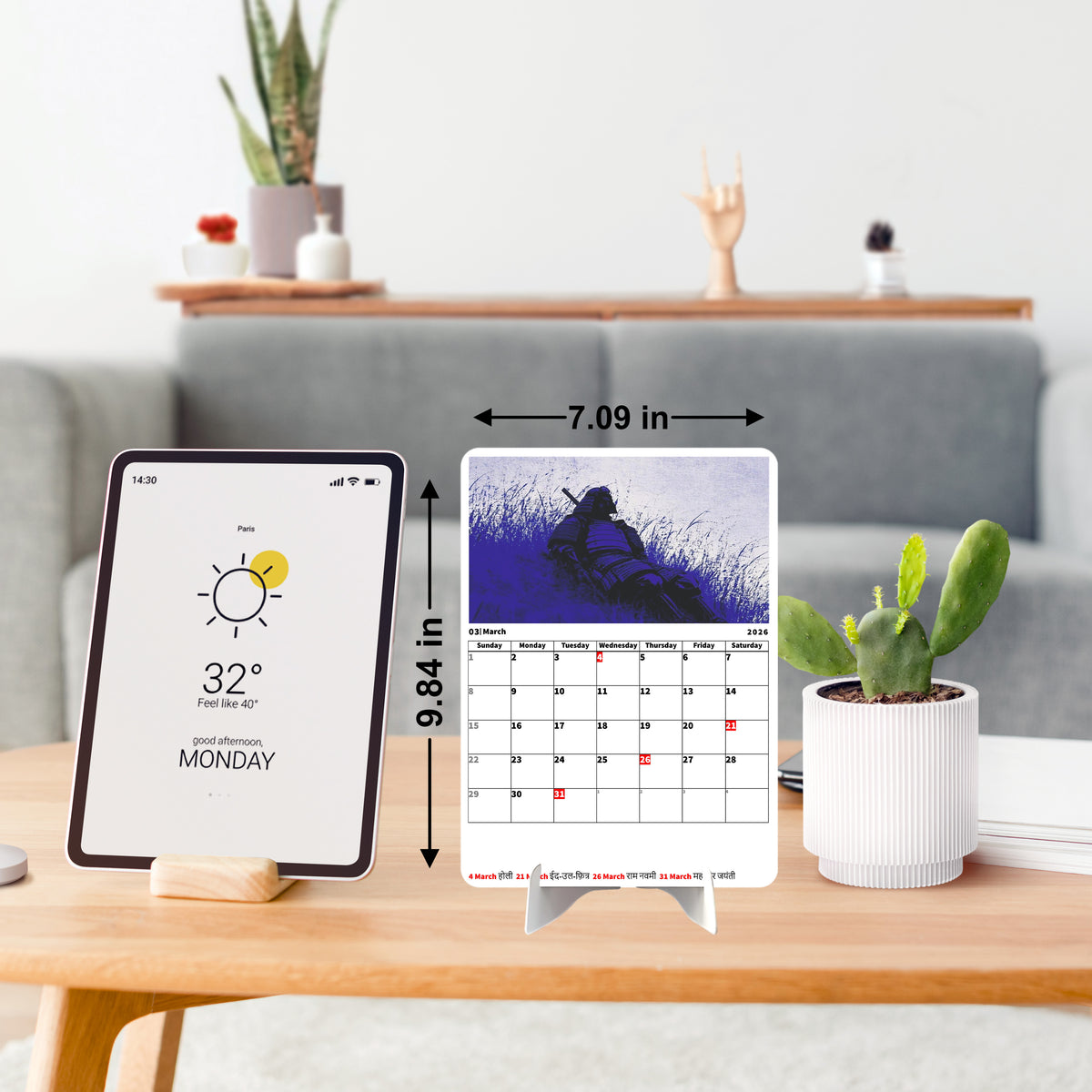 Samurai Standing Premium Table Desk Calendar