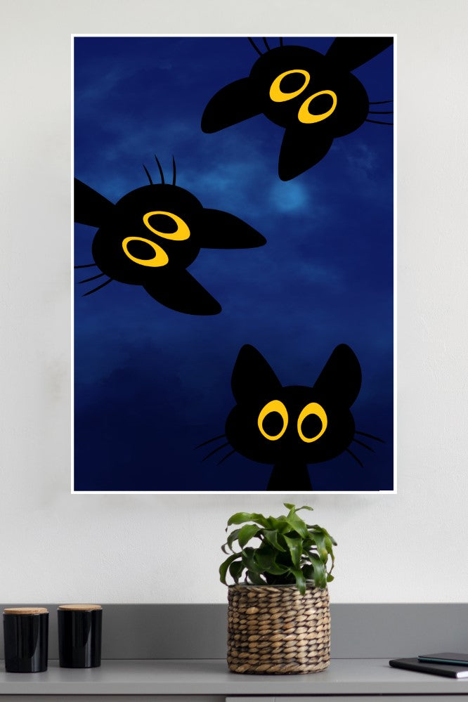 3 Black cat with Yellow Eyes Poster | Animal Posters