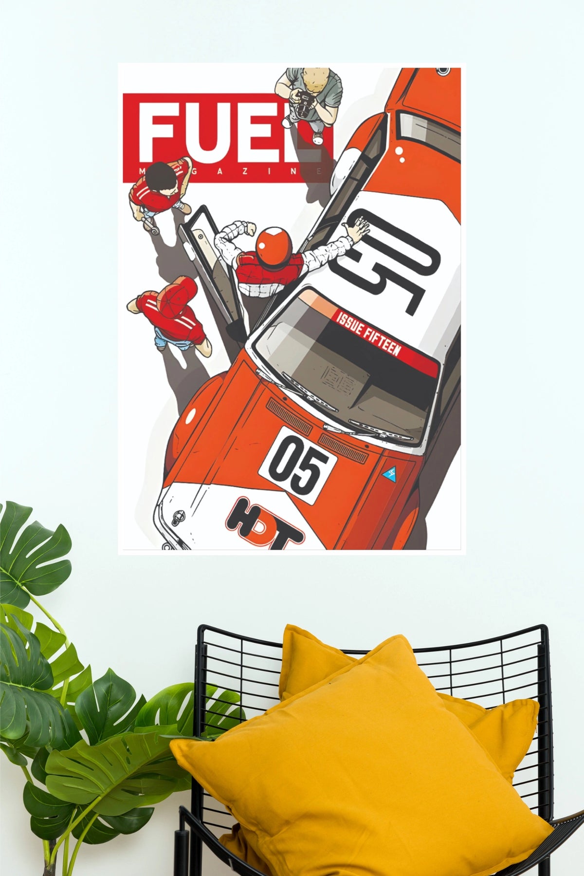 FUEL Magazine Issue Fifteen Red Race Car Illustration Wall Art Poster  (Car Posters)