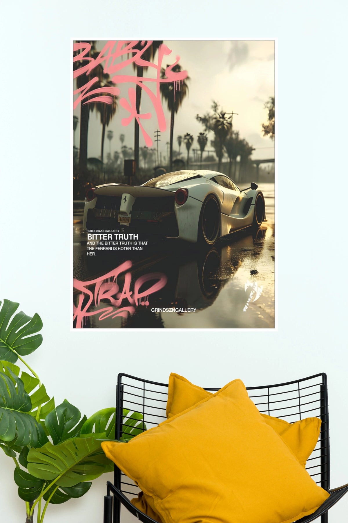 GTA 6 Style Bitter Truth Supercar Pink Graffiti Wall Art Poster (Car Posters)