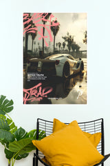 GTA 6 Style Bitter Truth Supercar Pink Graffiti Wall Art Poster (Car Posters)
