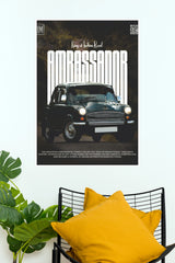 Hindustan Ambassador King of Indian Road Edition Poster | Classic Car Wall Art (Car Posters)