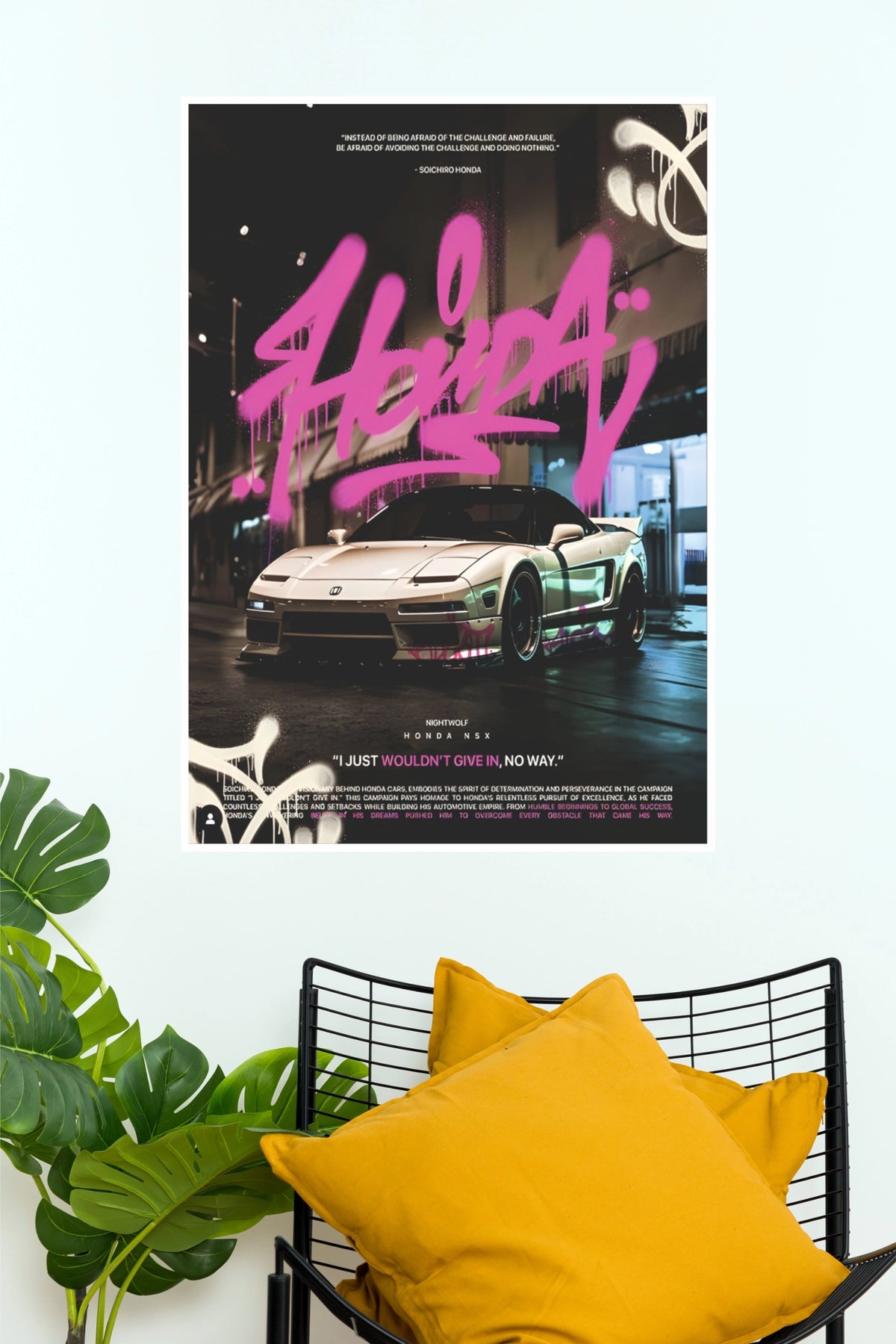 Honda NSX Nightwolf Graffiti JDM Wall Art Poster | Streetwear Car Print (Car Posters)