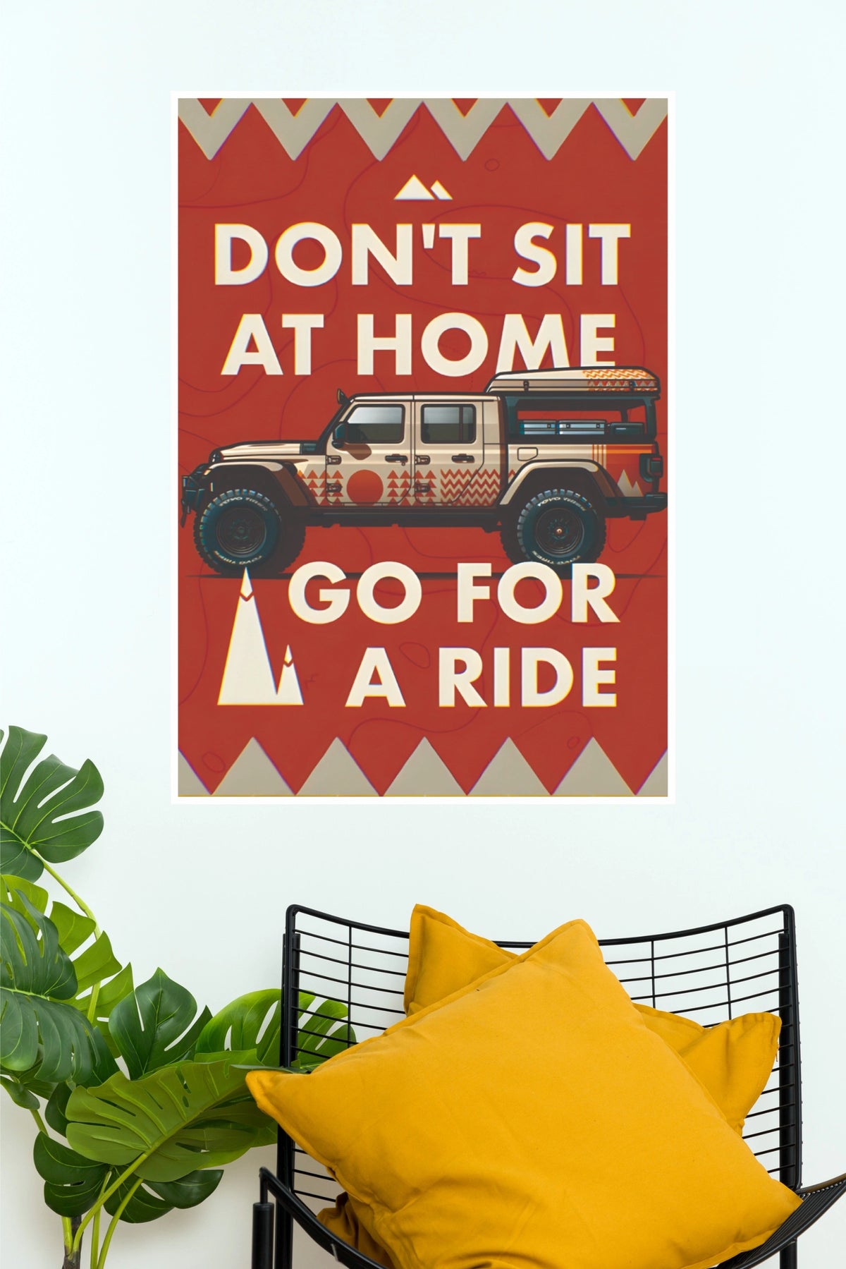 Jeep Gladiator "Go For A Ride" Overlanding Poster – Retro Off-Road Truck Wall Art for Garage, Cabin & Bedroom Decor (Car Posters)