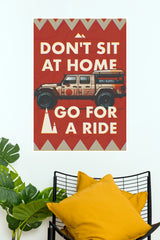 Jeep Gladiator "Go For A Ride" Overlanding Poster – Retro Off-Road Truck Wall Art for Garage, Cabin & Bedroom Decor (Car Posters)