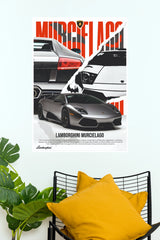 Lamborghini Murciélago Silver V12 Supercar Poster – Classic Italian Exotic Spec Sheet Wall Art for Garage, Office & Man Cave Decor (Car Posters)