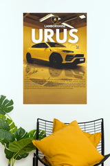 Lamborghini Urus Giallo Yellow Super SUV Poster – High Performance Spec Sheet Wall Art for Garage, Office & Man Cave Decor (Car Posters)