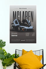 McLaren Senna Technical Spec Sheet Poster – Minimalist Hypercar Wall Art for Office, Garage & Man Cave Decor (Car Posters)