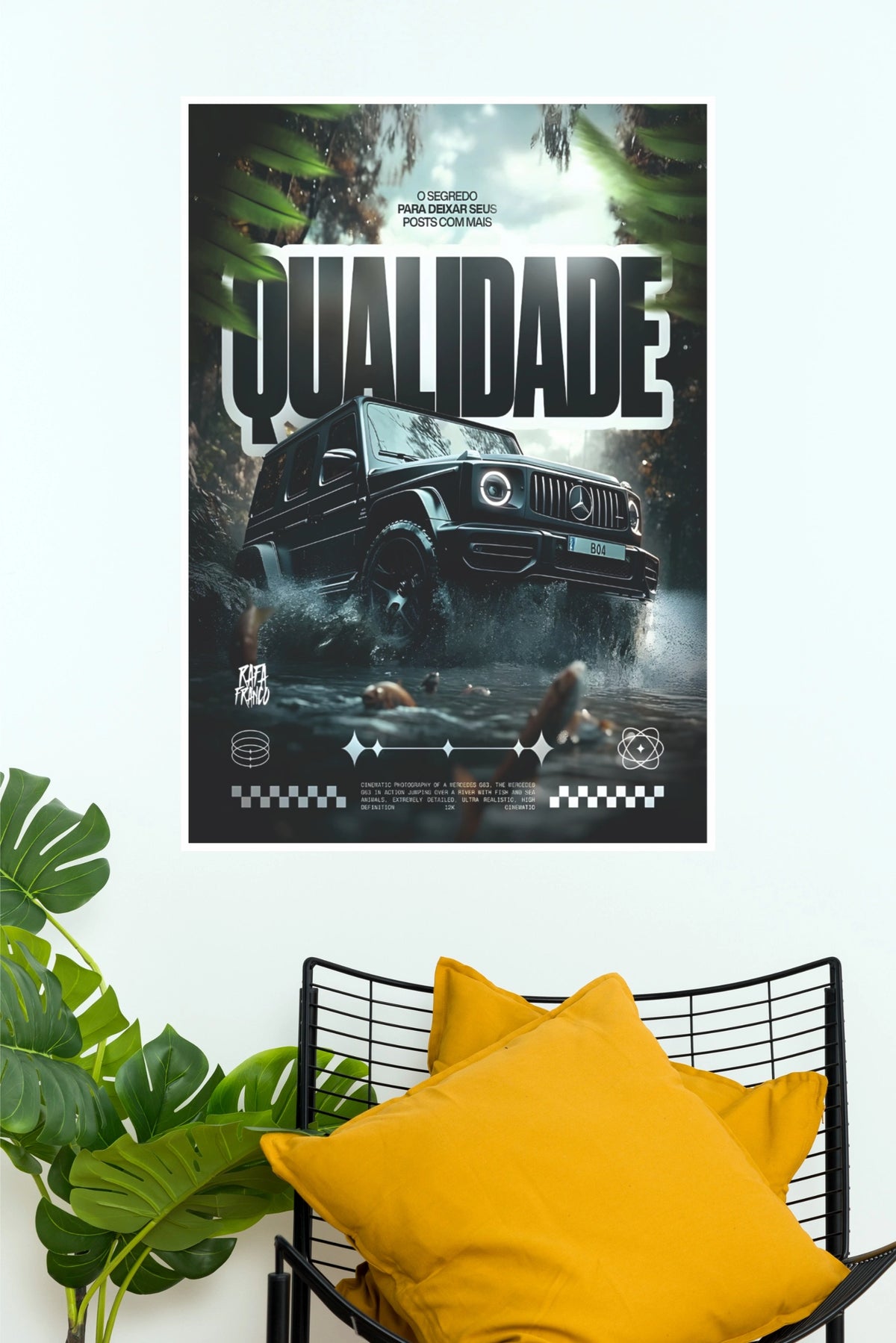 Mercedes-AMG G63 Off-Road Action Jungle Poster – Black G-Wagon Splash Art Print for Gamer Room, Garage & Man Cave Decor (Car Posters)