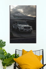 White Mercedes-Benz G-Wagon Mansion Motivational Poster – Luxury SUV Wall Art for Office, Gamer Room & Man Cave Decor(Car Posters)