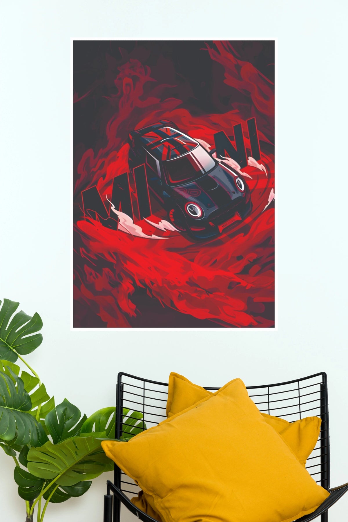 MINI John Cooper Works GP Red Smoke Vector Poster – High-Performance British Hot Hatch Illustrative Wall Art for Gamer Room, Bedroom & Man Cave Decor  (Car Posters)