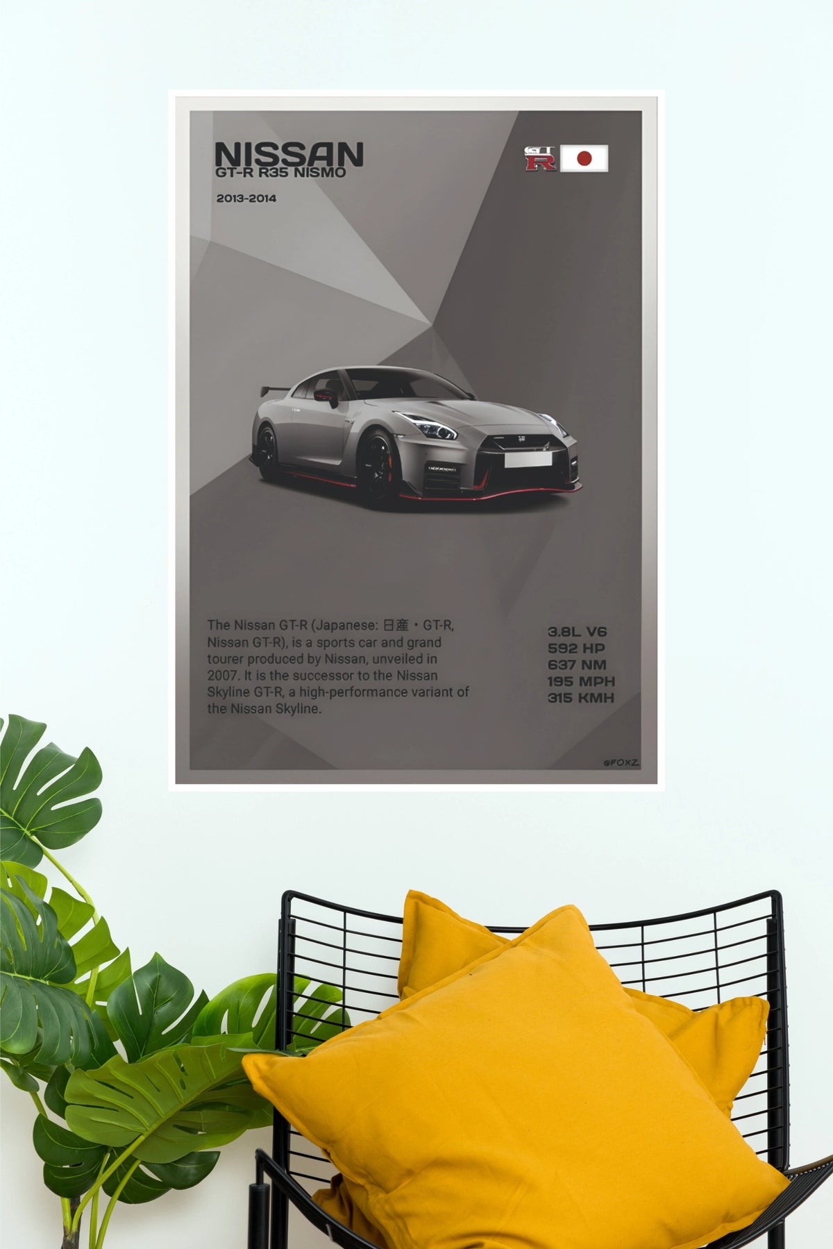 Nissan GT-R R35 Nismo Tech Specs Poster – Minimalist Japanese JDM Supercar Data Sheet Wall Art for Office, Bedroom & Man Cave Decor (Car Posters)