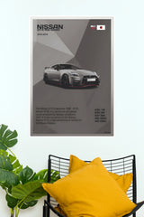 Nissan GT-R R35 Nismo Tech Specs Poster – Minimalist Japanese JDM Supercar Data Sheet Wall Art for Office, Bedroom & Man Cave Decor (Car Posters)