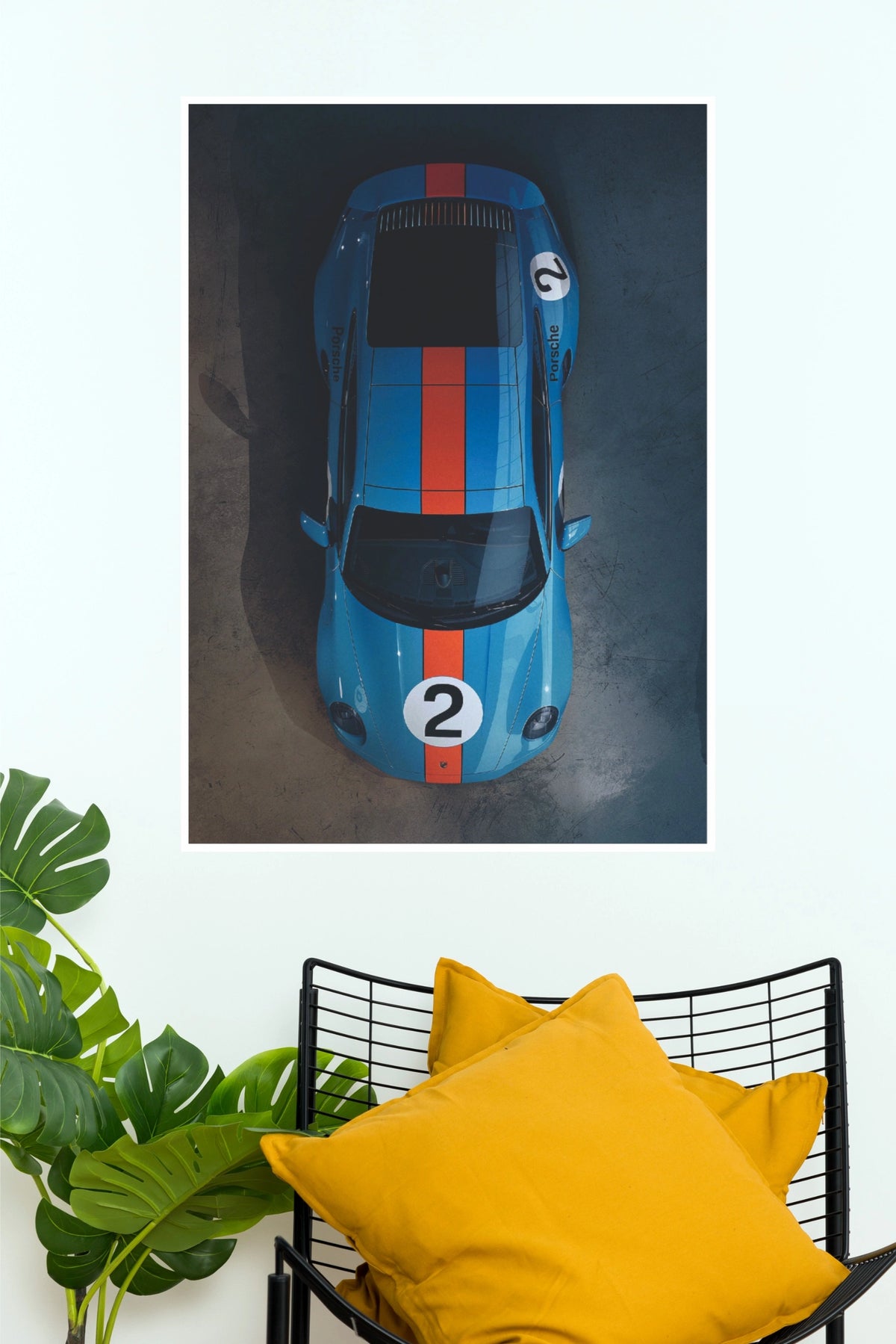 Blue Porsche Gulf Livery Overhead Poster (Car Posters)