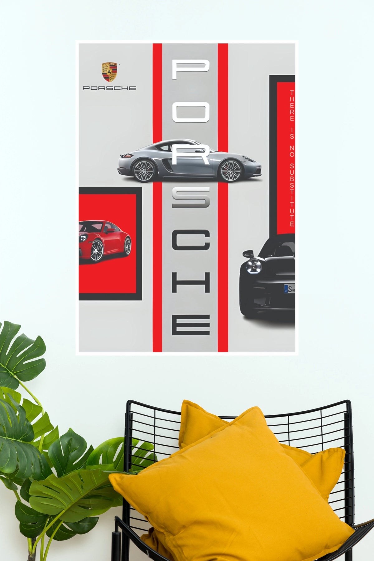 Porsche 718 Cayman Silver Graphic Poster (Car Posters)
