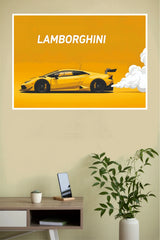"Lamborghini Huracán STO Giallo Belenus" Minimalist Studio Wall Poster (Car Posters)