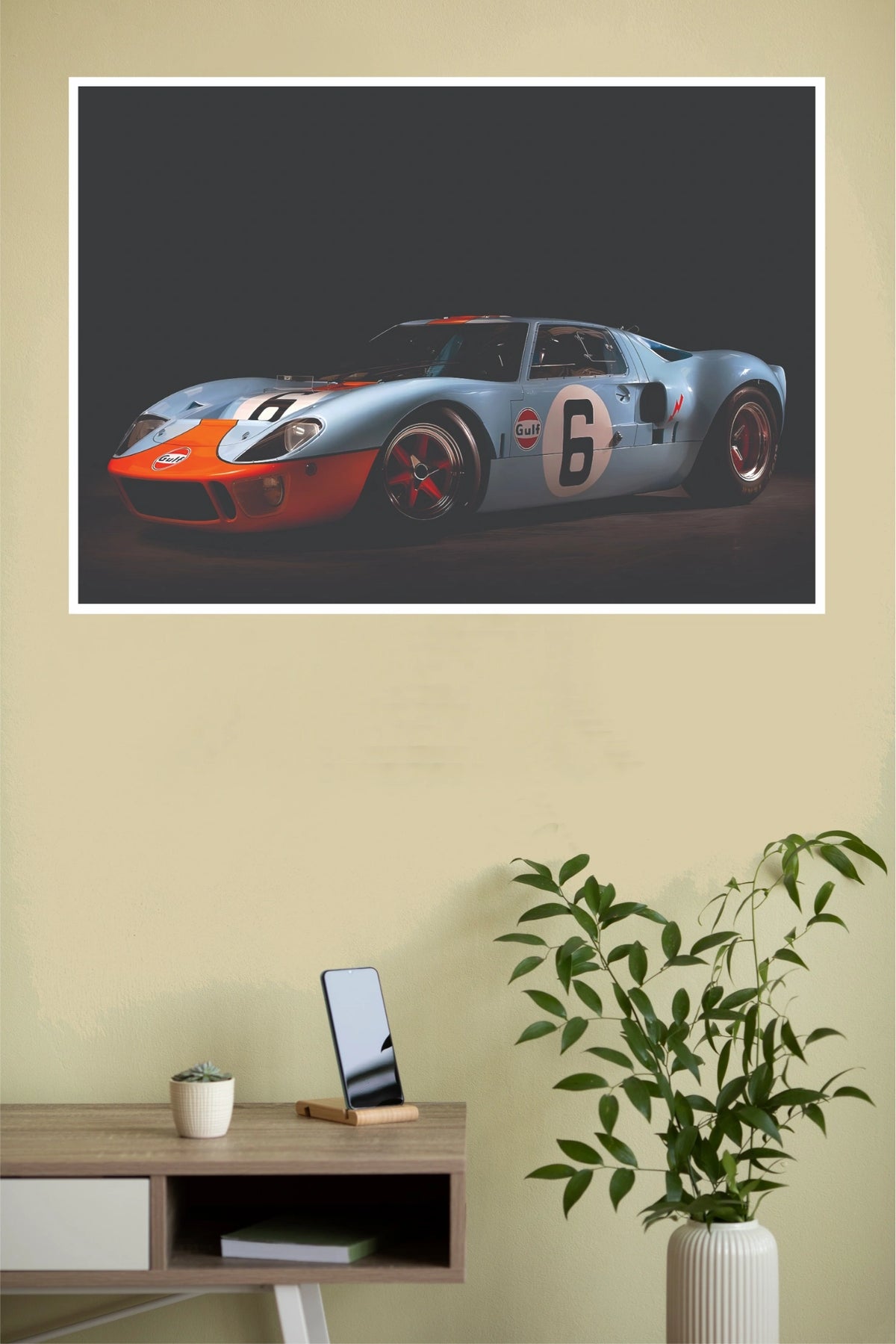 "1968 Ford GT40 MK I Gulf Livery" Le Mans Wall Poster (Car Posters)