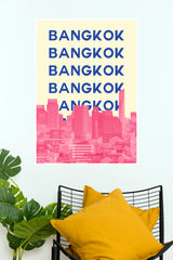 Bangkok Skyline Modern Typography Travel Paper Poster  (City Posters)
