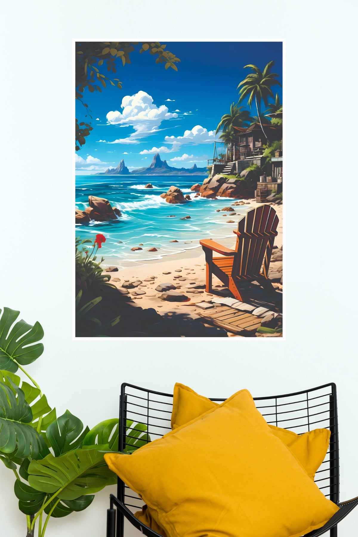 Tropical Beach House Serenity Illustrated Paper Poster (City Posters)