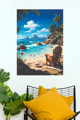 Tropical Beach House Serenity Illustrated Paper Poster (City Posters)
