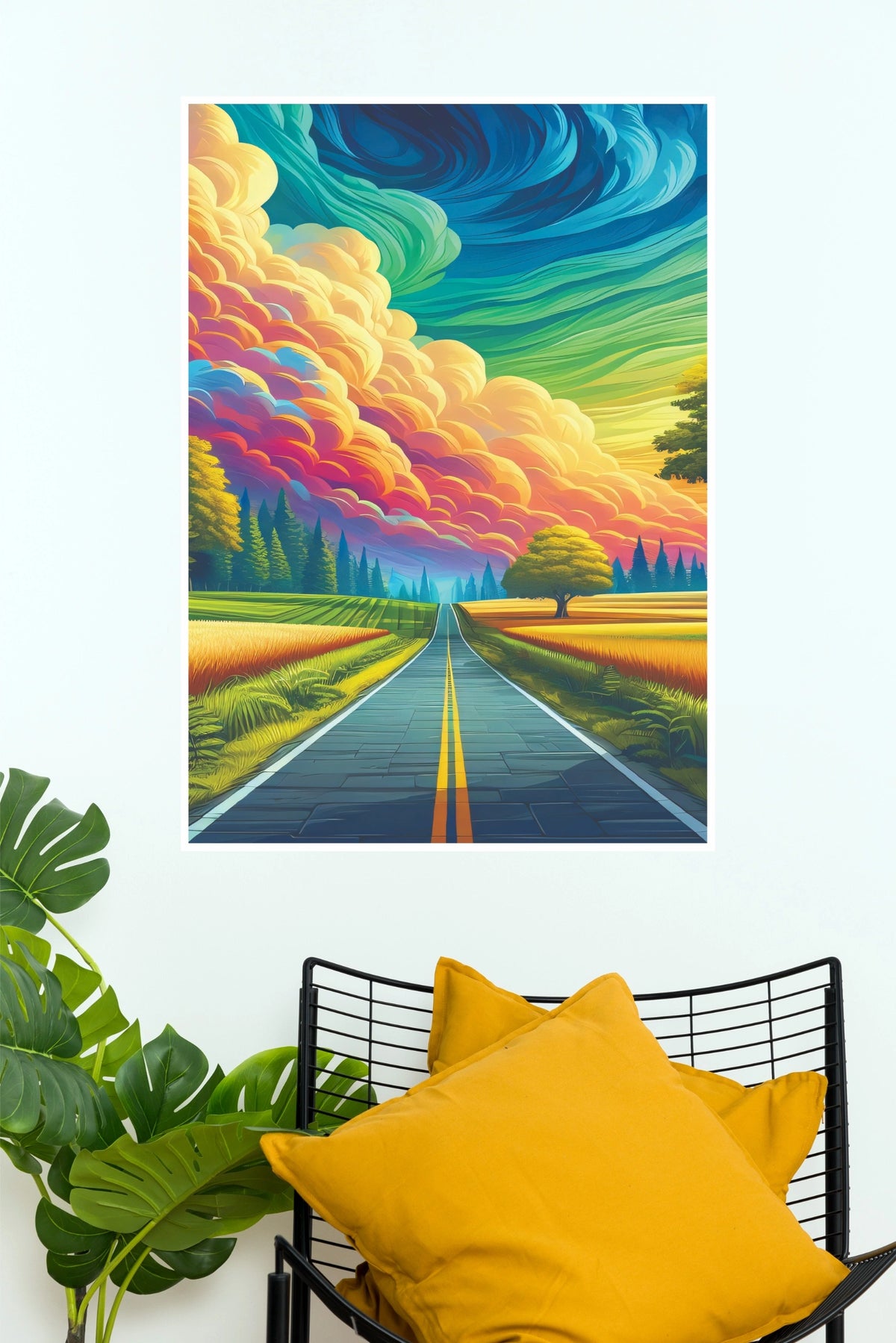 Psychedelic Scenic Open Road Illustrated Paper Poster (City Posters)