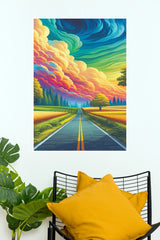 Psychedelic Scenic Open Road Illustrated Paper Poster (City Posters)