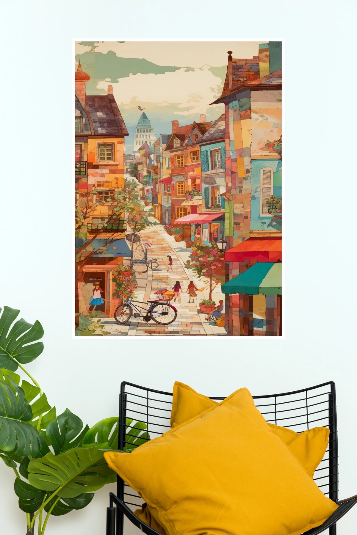 Anime European Village Streetscape Illustrated Paper Poster (City Posters)