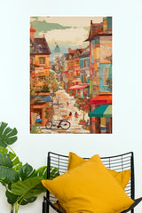 Anime European Village Streetscape Illustrated Paper Poster (City Posters)