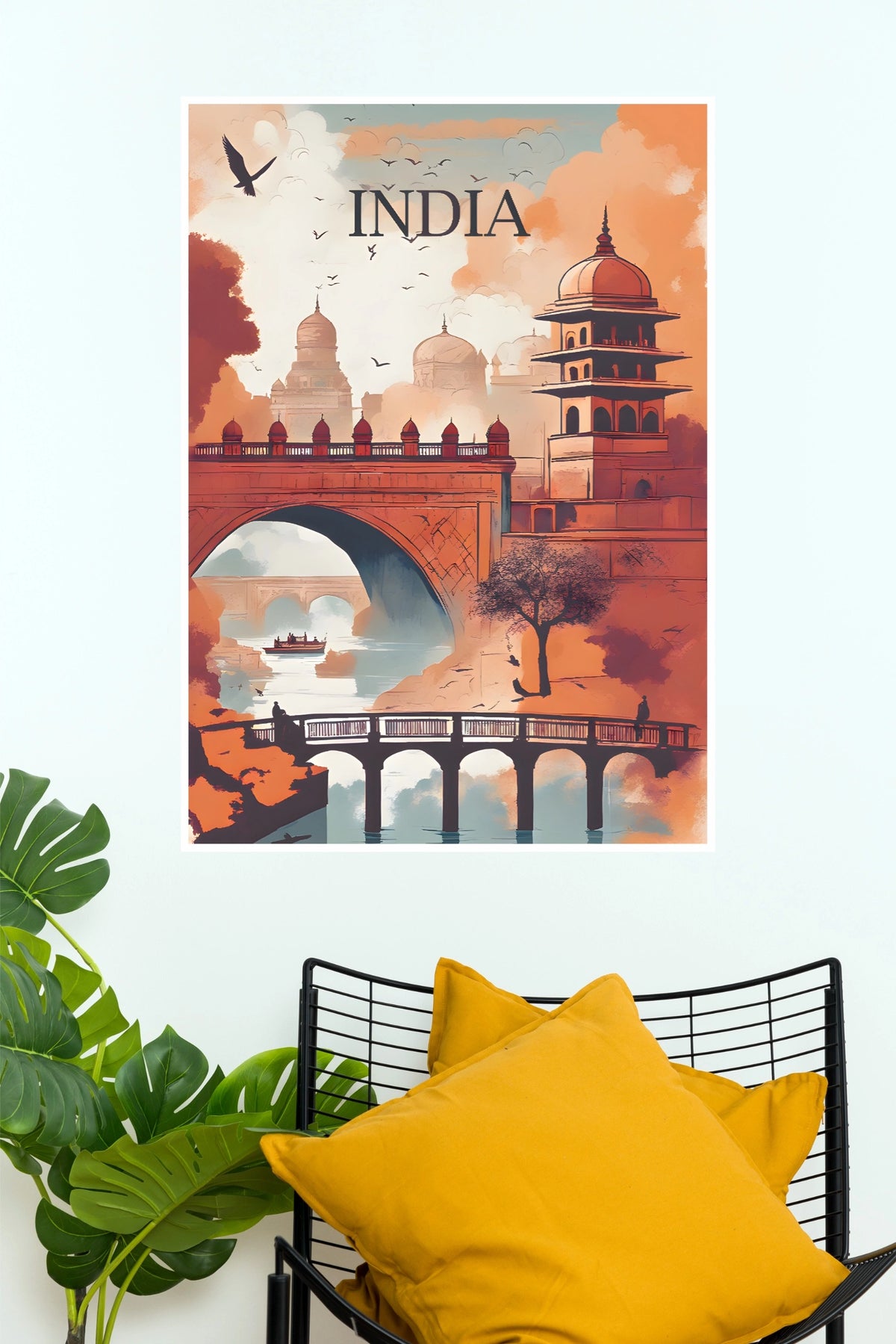 India Historic Architecture & River Bridges Travel Paper Poster (City Posters)