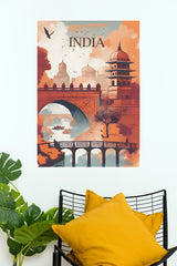 India Historic Architecture & River Bridges Travel Paper Poster (City Posters)