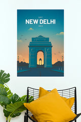 New Delhi India Gate Sunset Vintage Travel Paper Poster (City Posters)