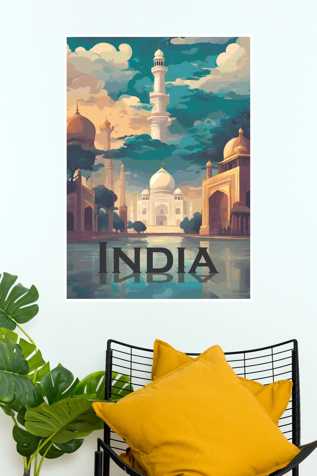 India Taj Mahal & Minaret Reflections Travel Paper Poster (City Posters)