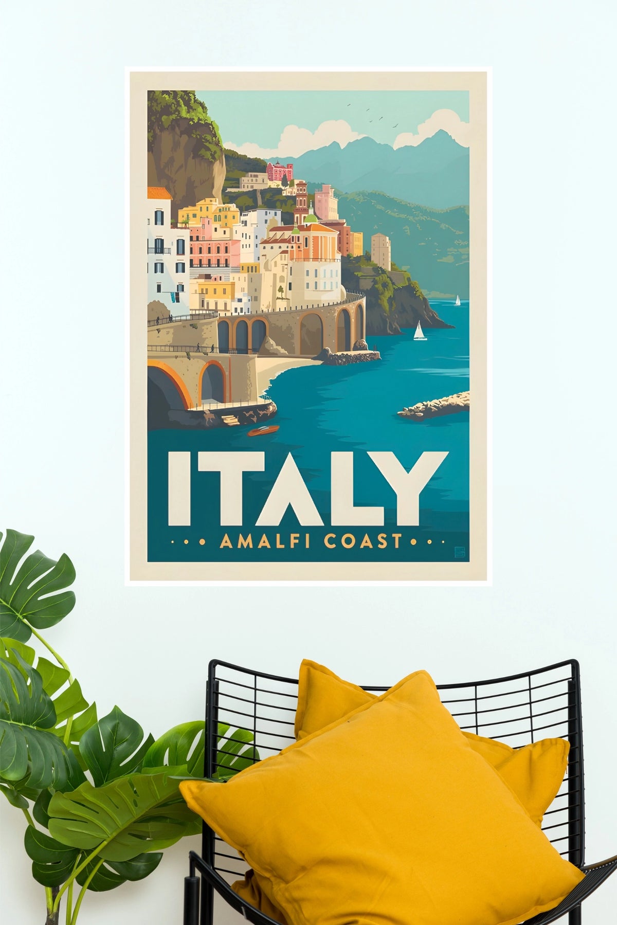 Italy Amalfi Coast Cliffside Village & Mediterranean Sea Travel Paper Poster (City Posters)
