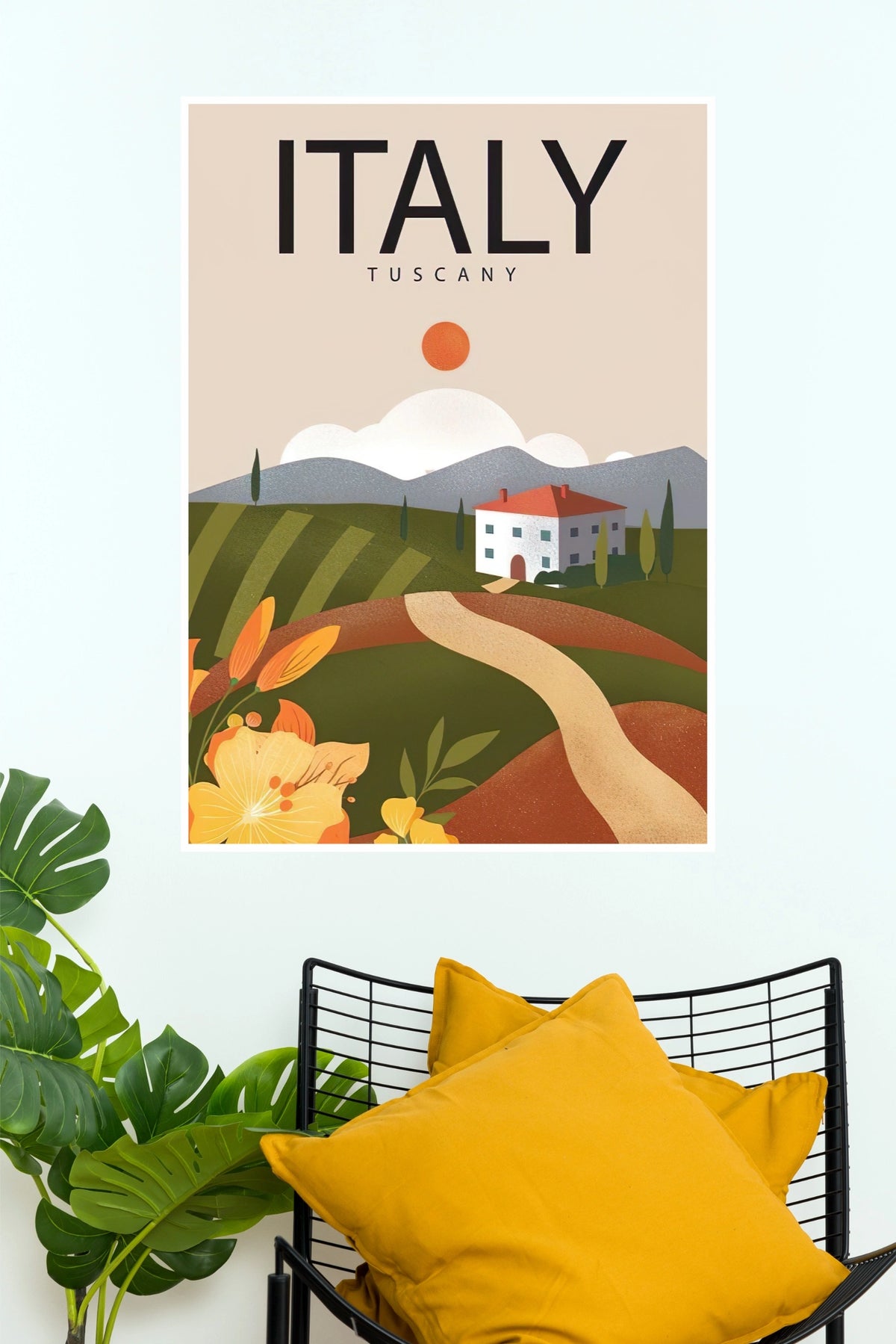 Italy Tuscany Countryside Villa Minimalist Travel Paper Poster (City Posters)