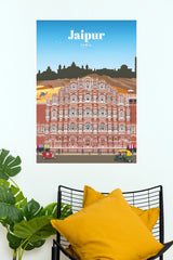 Jaipur India Hawa Mahal Pink City Travel Paper Poster (City Posters)